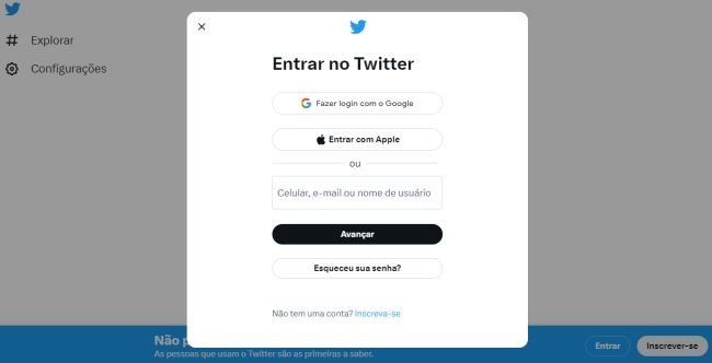 A plataforma agora exige login para pesquisar tweets, assuntos e pessoas.