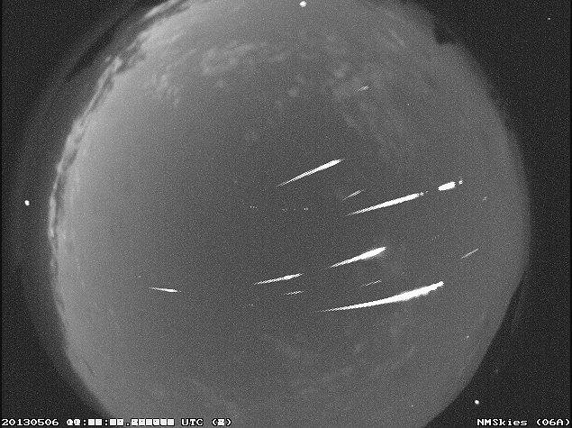 A chuva de meteoros Eta Aquáridas registrado por instrumentos da NASA.