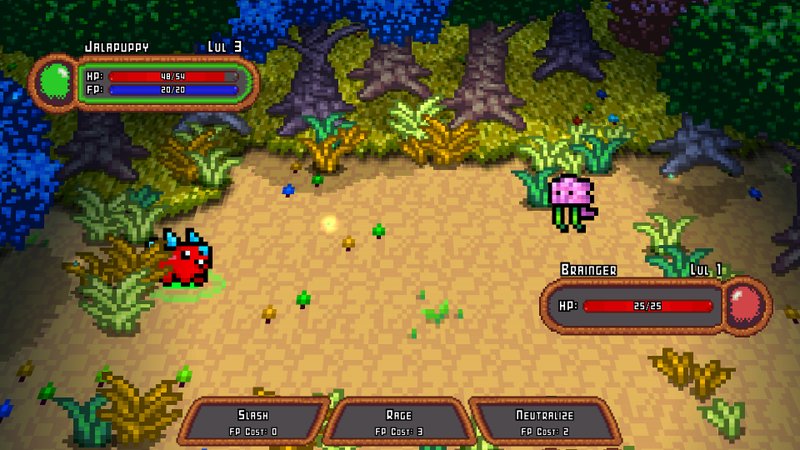 Monster Harvest é o jogo de fazenda ideal para os fãs de Pokémon, pois além das atividades agrícolas tradicionais, também é possível participar de batalhas com outras criaturinhas - Imagem/Reprodução: Merge Games