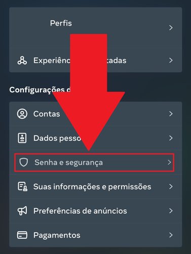 Aperte na opção "Senha e segurança" para fazer a alteração da palavra chave
