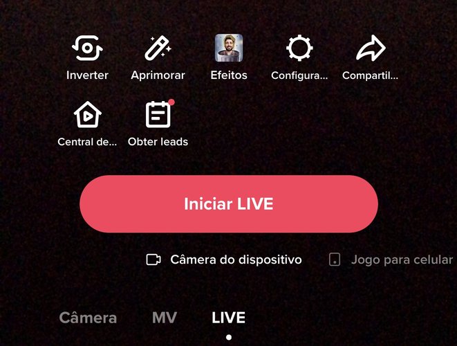 Há diversas opções de configurações para a sua transmissão ao vivo