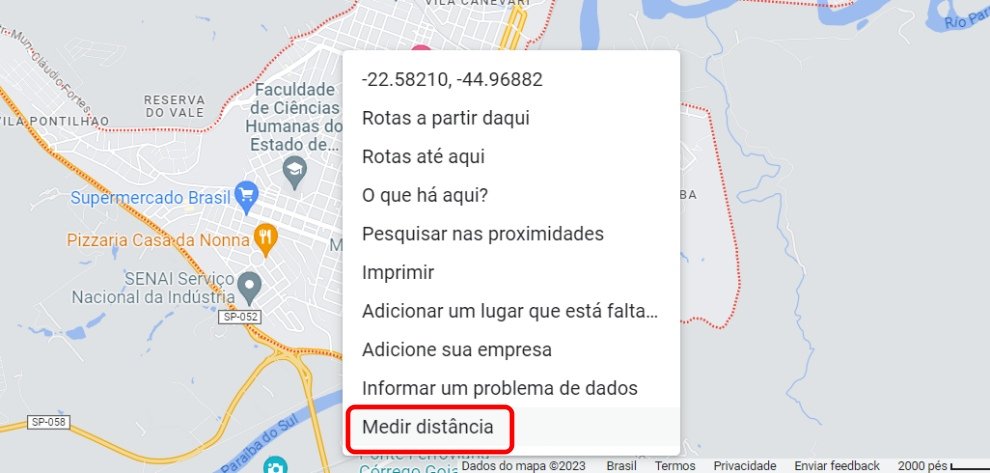 Basta clickar com botão direito do mouse e ir em Medir distância. (Fonte: Google Maps/Reprodução)