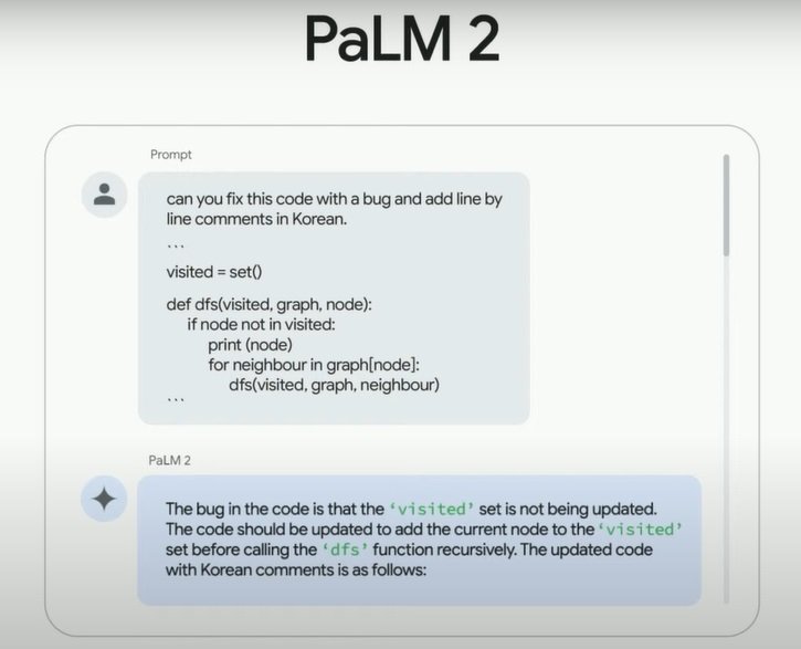 Um exemplo da adaptação do PaLM para ajudar em programação.