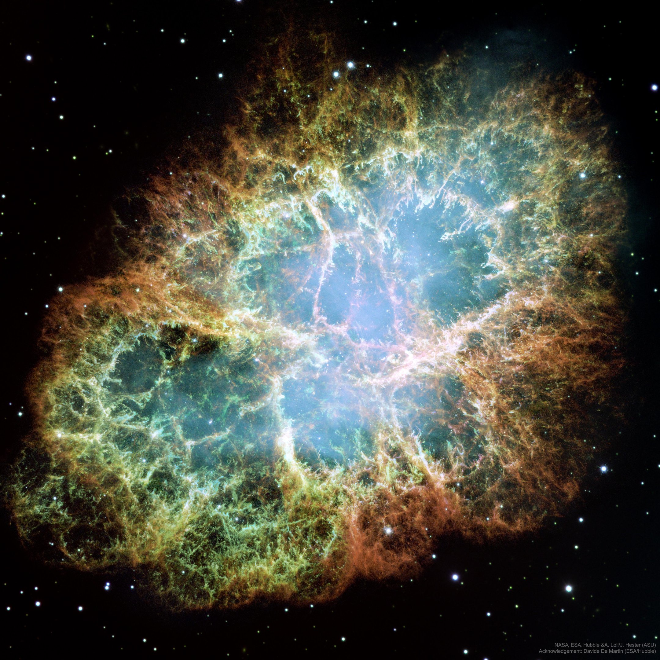 A Nebulosa do Caranguejo, remanescente da supernova SN 1054.