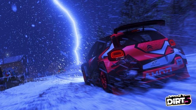 Participe de corridas no gelo e muitas outras condições climáticas em Dirt 5.