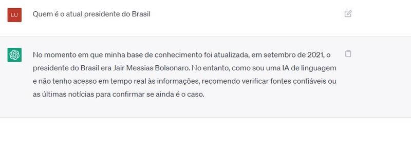 Os usuários que não pagam pelo ChatGPT Plus continuarão usando a ferramenta atualizada até setembro de 2021.