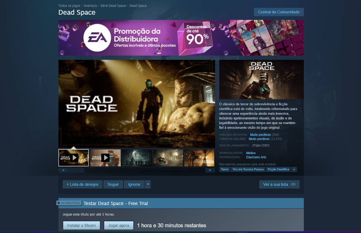 Steam lança teste grátis do jogo Dead Space Remake