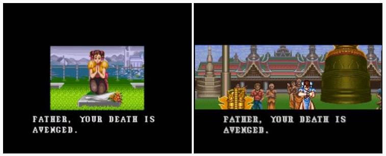 À esquerda a original de arcade e a direita a versão de Super Nintendo