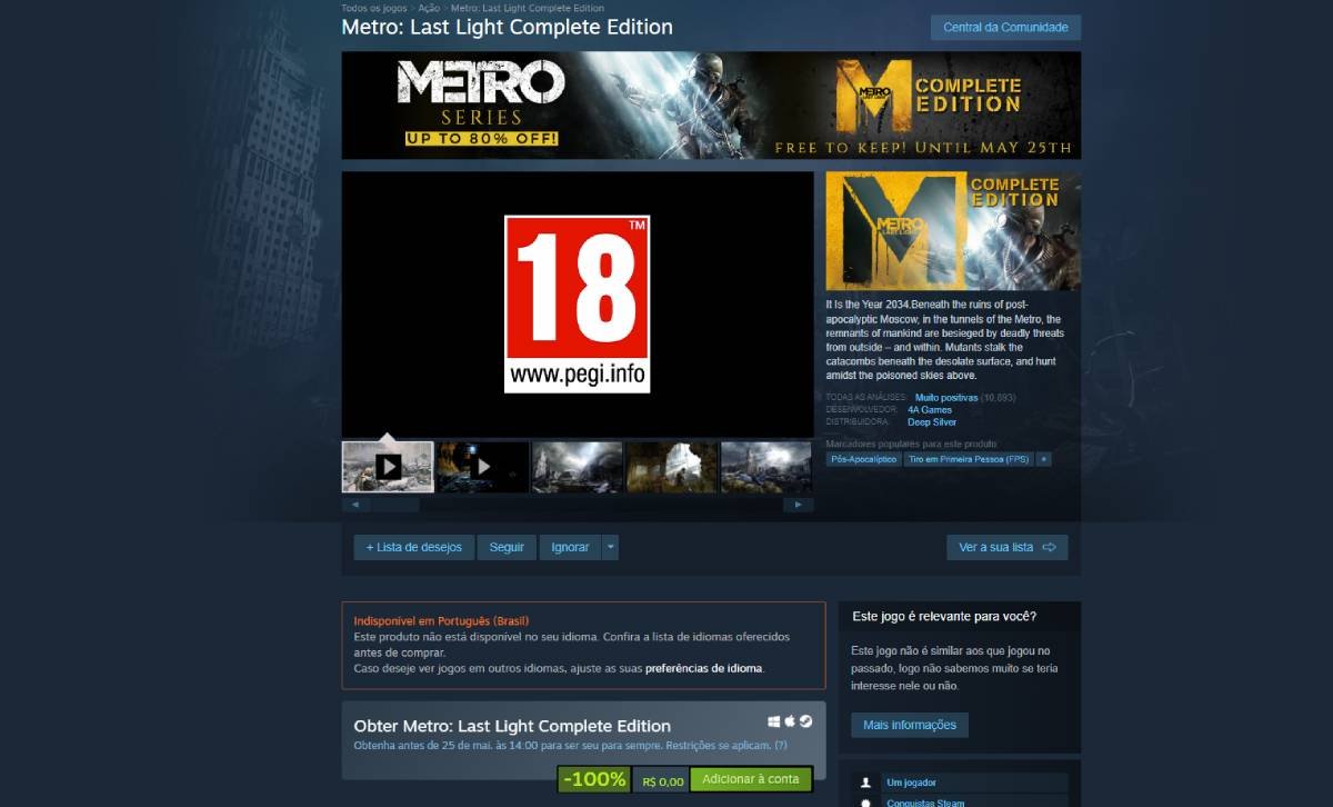 Jogo que era PAGO virou GRÁTIS na Steam após o seu lançamento