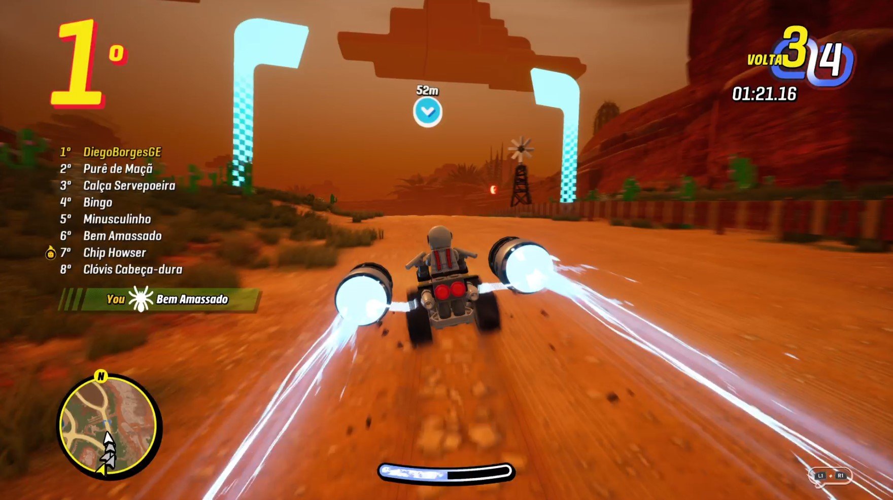 O game traz elementos na sua jogabilidade que lembram a franquia Mario Kart