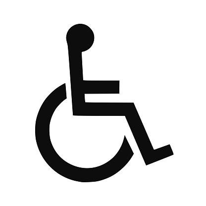 Descrição da Imagem: placa ilustrativa com um homem em uma cadeira de rodas