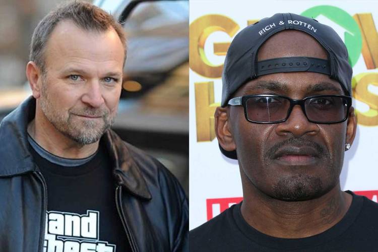 Atores de GTA 5: Ned Luke (Michael de Santa) e Shawn Fonteno (Franklin Clinton), respectivamente.