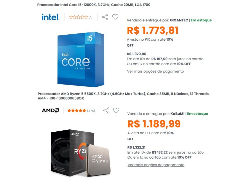 Diferença de desempenho não justifica o investimento de mais de R$ 500 no CPU Intel.