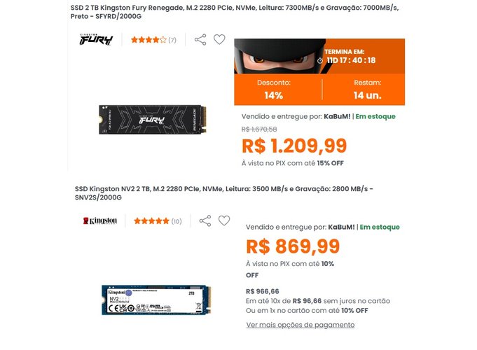 Apesar de velocidades menores, SSDs mais simples oferecem bom desempenho em jogos, se comparados aos topo de linha bem mais caros.