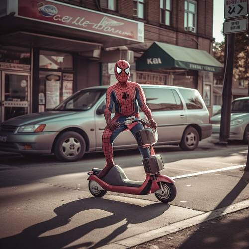 Peter Parker em seu patinete elétrico, se assumindo de vez como um Faria Limer.