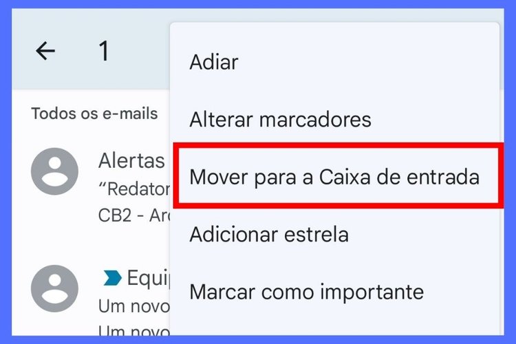 O e-mail voltará a aparecer na caixa de entrada após desarquivá-lo.
