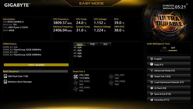 Exemplo de interface do BIOS da Gigabyte.