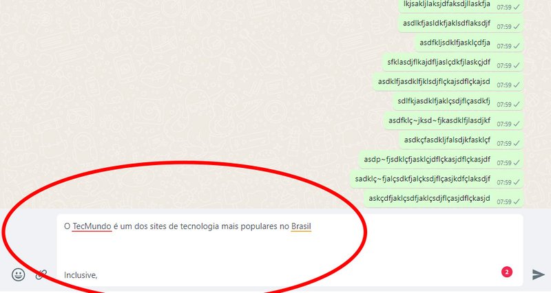 É necessário utilizar um atalho comum para realizar a quebra de texto no WhatsApp Web.