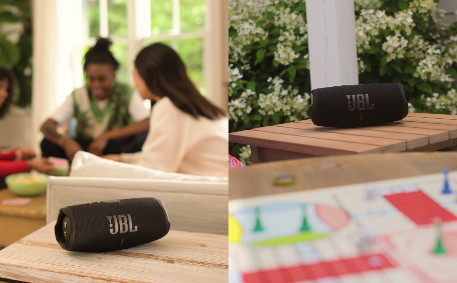 JBL Charge 5 Wi-Fi tem potência para animar ambientes internos e externos.