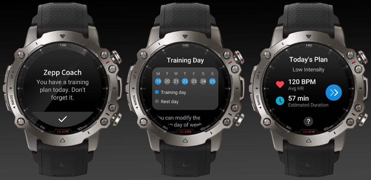 Relógio usa a IA Zepp Coach para treinos.