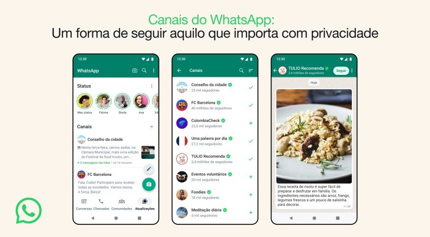 O WhatsApp revelou como os Canais vão aparecer para os usuários, em uma nova aba no aplicativo.