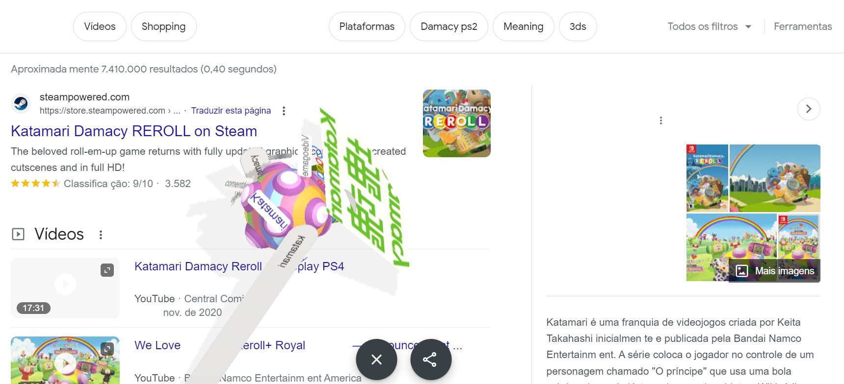 Veja como jogar Katamari direto na busca do Google