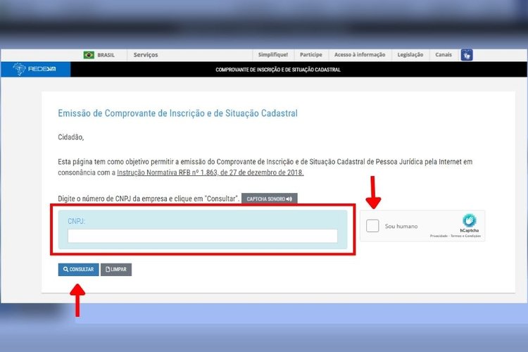 A consulta de CNPJ está em conformidade com a Instrução Normativa RFB nº 1.863/2018.