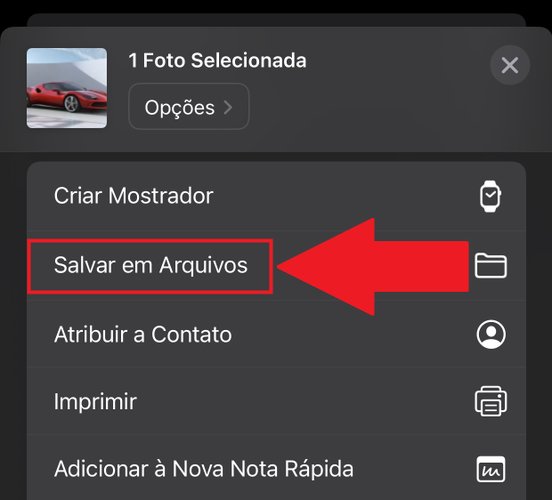 Procure pela opção "Salvar em Arquivos"