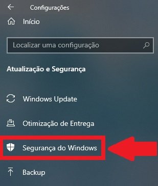 Clique em "Segurança do Windows" para ter acesso às opções do aplicativo