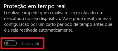 Desmarque a opção para desativar o Windows Defense