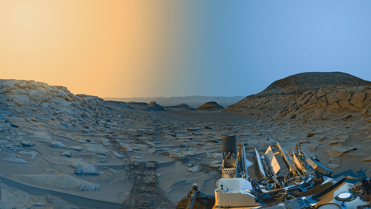 Cartão postal de Marte feito pelo Curiosity.
