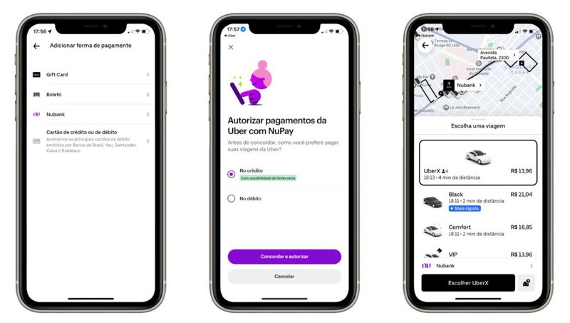 Após cadastrar e selecionar o NuPay no app da Uber, o Nubank registrará automaticamente o pagamento.