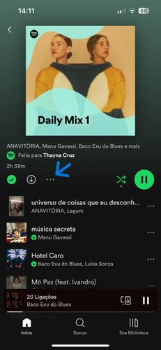 Clique nos três pontinhos, que irá abrir uma outra aba no Spotify.