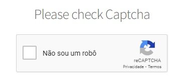 Preencha o Captcha para provar que você não é um robô