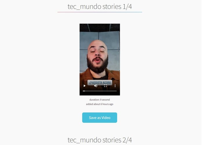 Confirme se o perfil e os stories são os que você realmente quer fazer o download