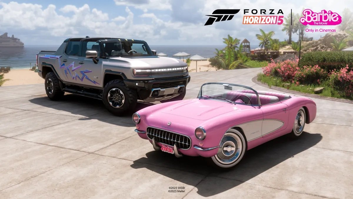 Parceria entre Barbie e Forza Horizon 5. 