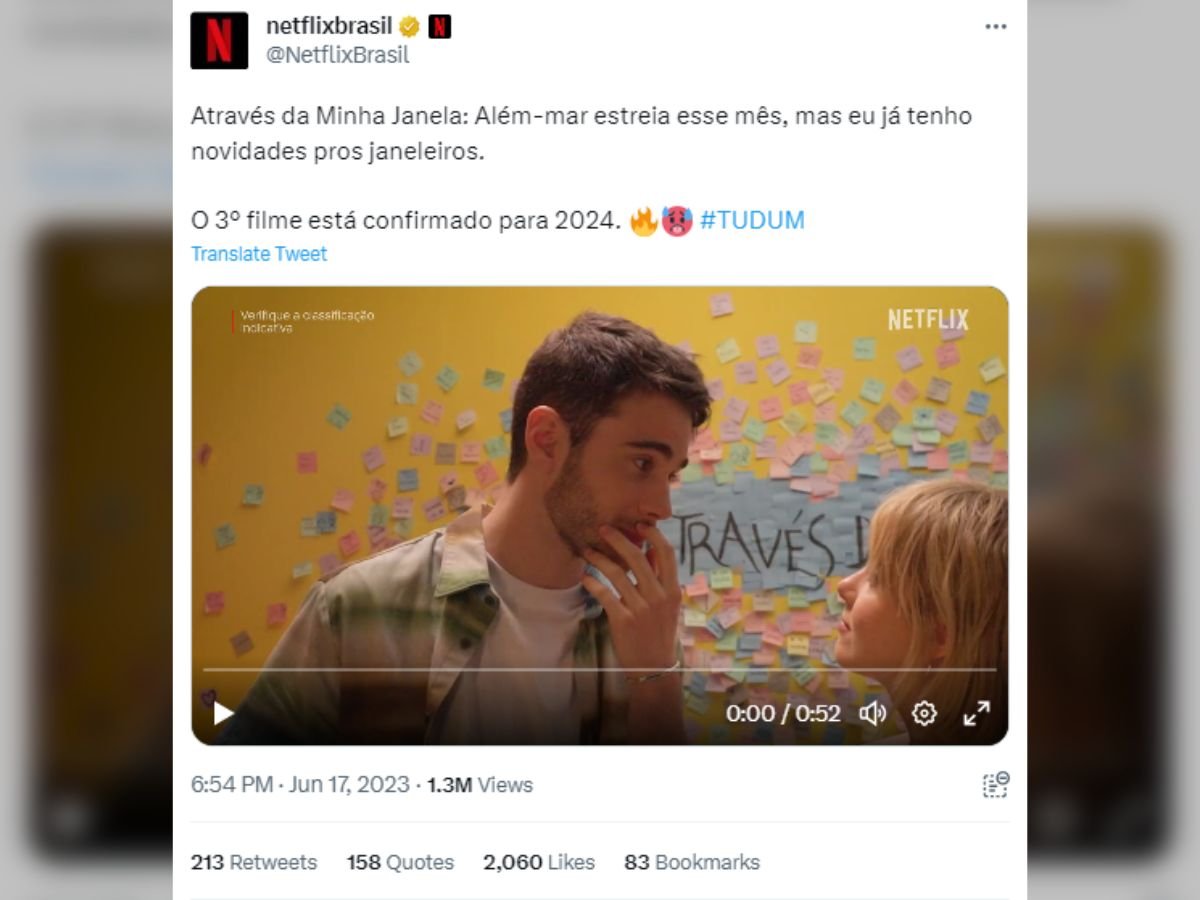 Tweet feito pela conta oficial da Netflix Brasil. 