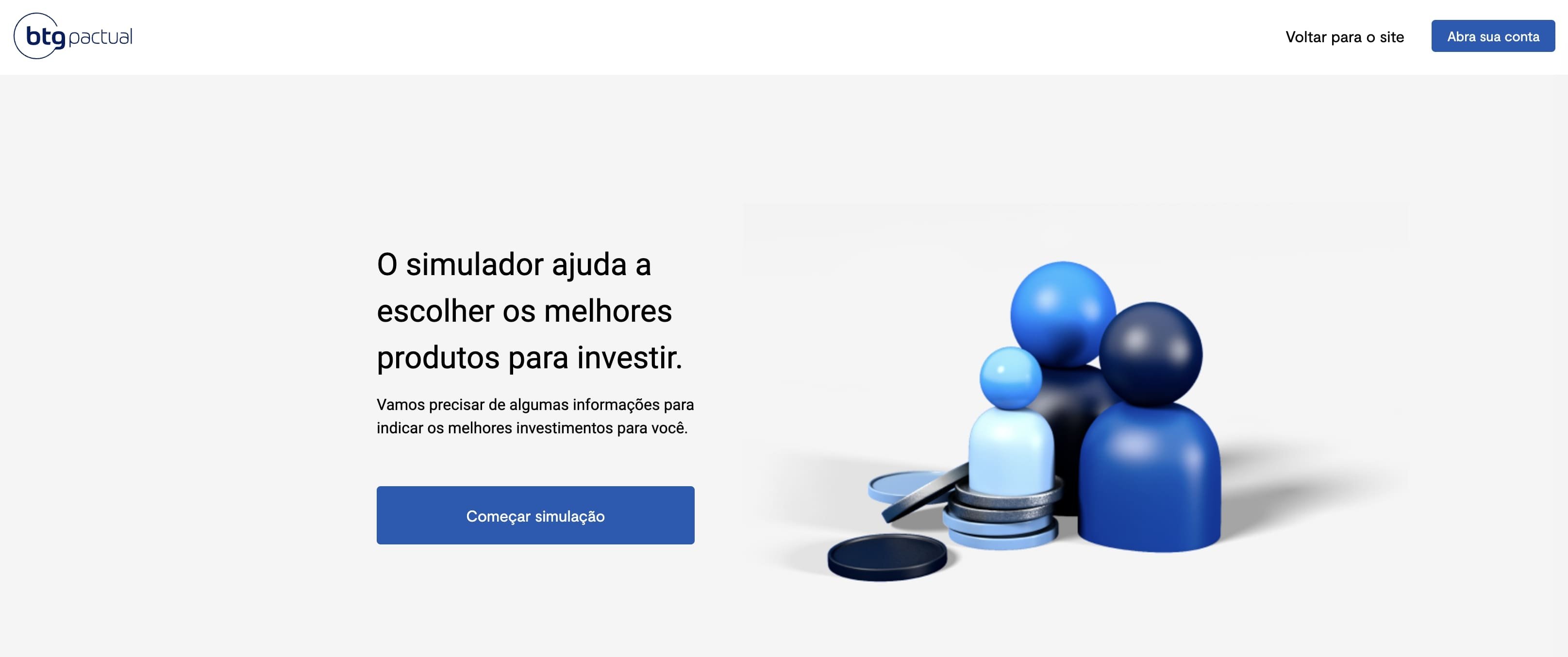 O Simulador do BTG Pactual tem o visual limpo e é intuitivo de usar.