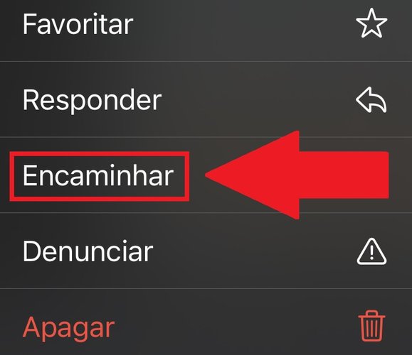 Aperte na opção "Encaminhar" para mover a conversa em áudio