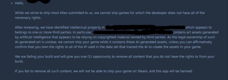 O trecho da resposta negativa da Valve sobre o pedido.