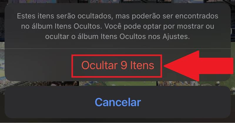 Confirme a opção para que as fotos sejam ocultadas