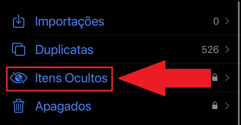 É preciso descer a tela para encontrar a pasta 