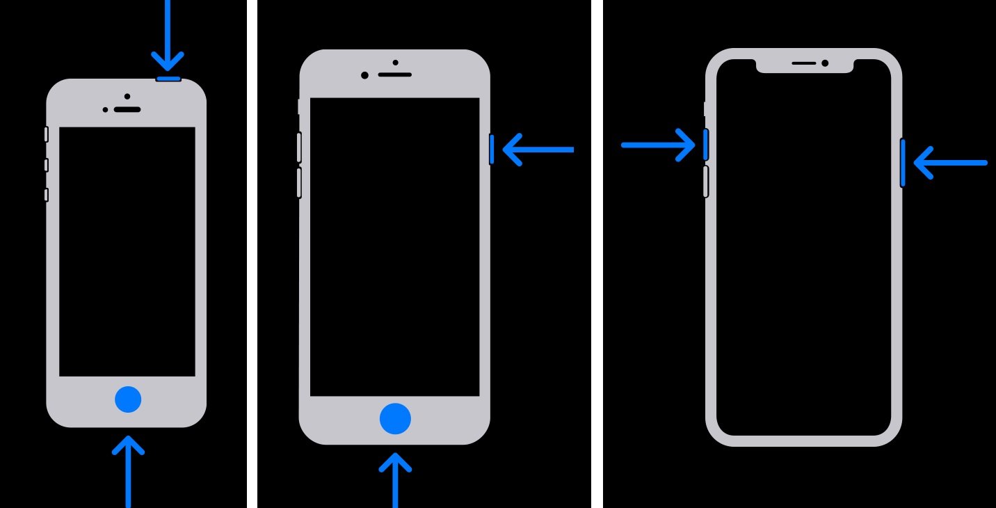 Imagem mostra como é feito o procedimento de print em cada um dos modelos de iPhones disponíveis