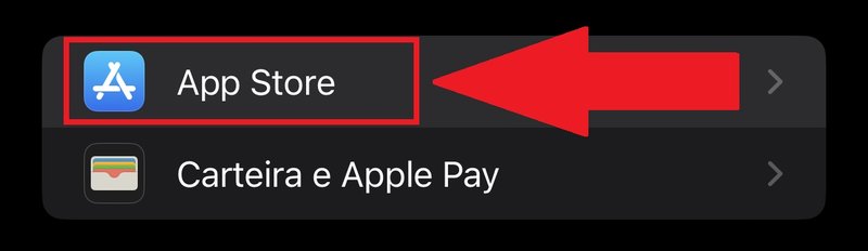 É preciso descer para encontrar a opção "App Store"