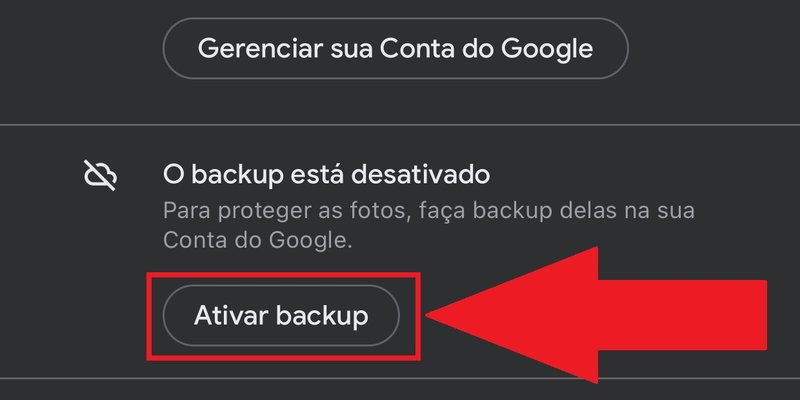 Caso o seu backup esteja ativado, essa opção não surgirá na tela