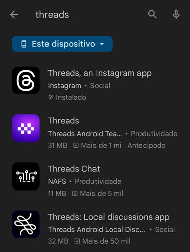 "Clones" do Threads estão disponíveis na loja de Apps do Google.