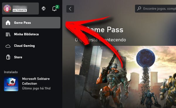 No aplicativo do Xbox, selecione Game Pass no menu lateral