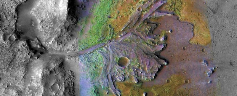 A imagem acima apresenta a cratera Jezero.