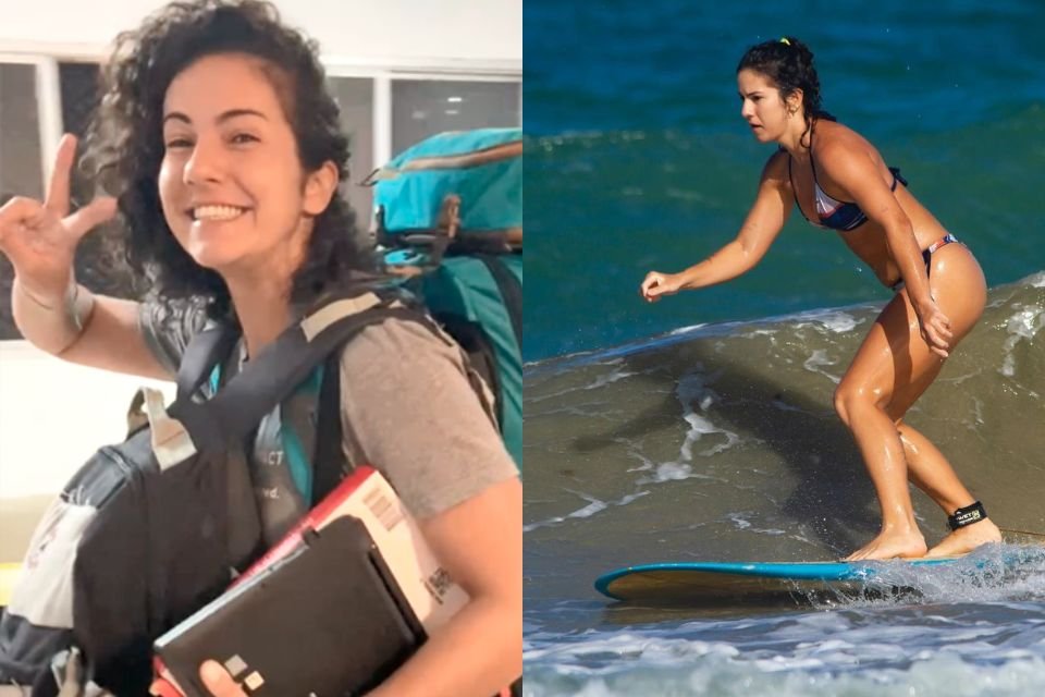 Laura vive há quase 3 anos como "surf nômade" por preferir destinos litorâneos.