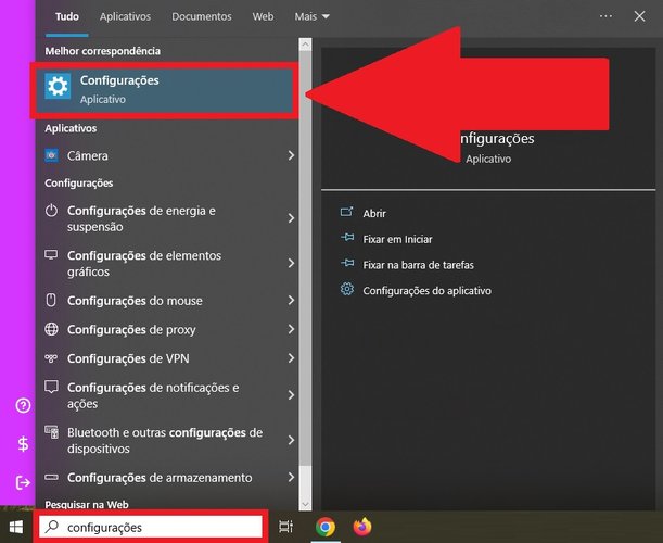 Procure pelo menu "Configurações" para acessar as outras opções